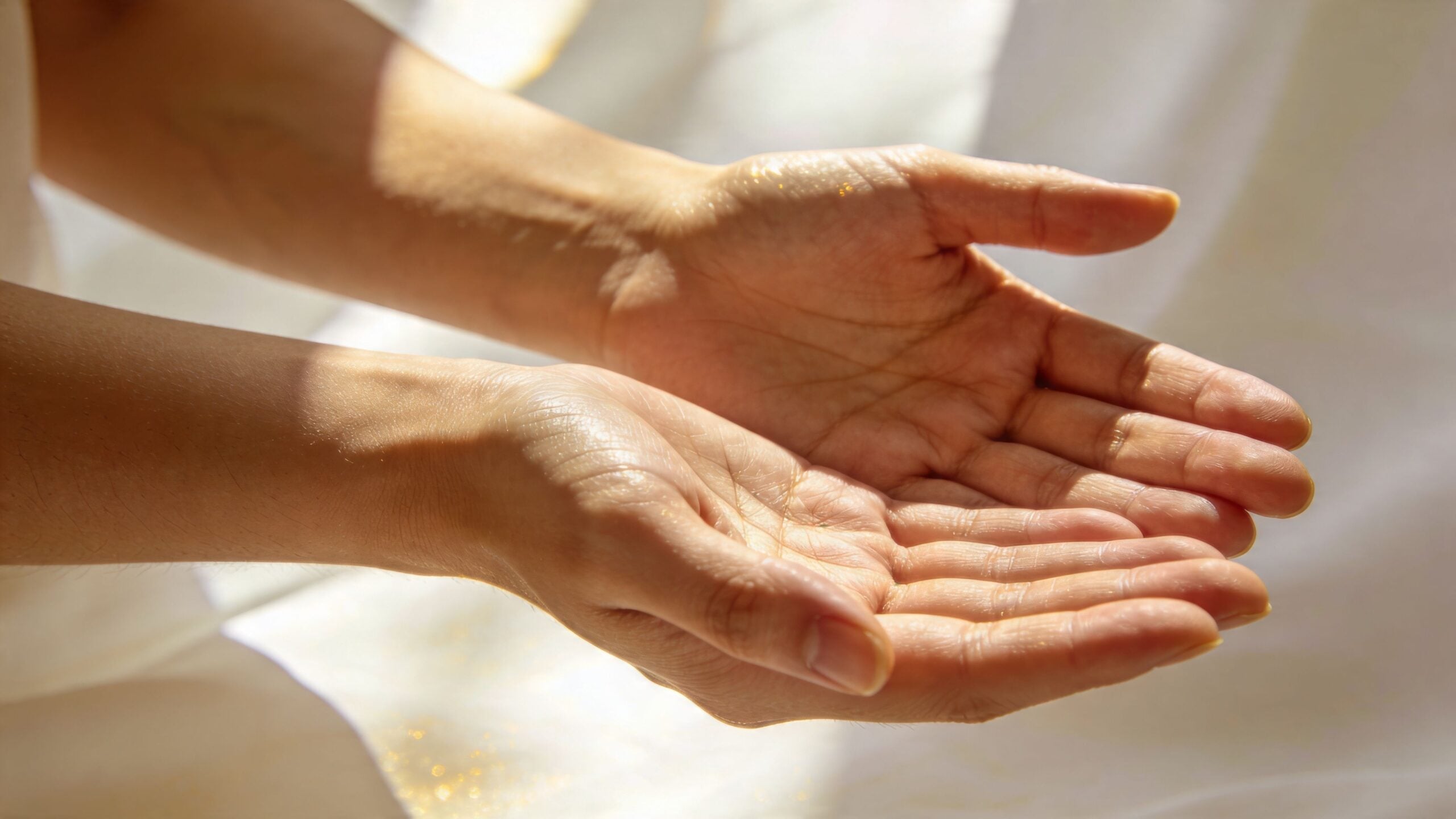 Close-up of two hands held out with palms facing upward in a gesture of receiving or offering.